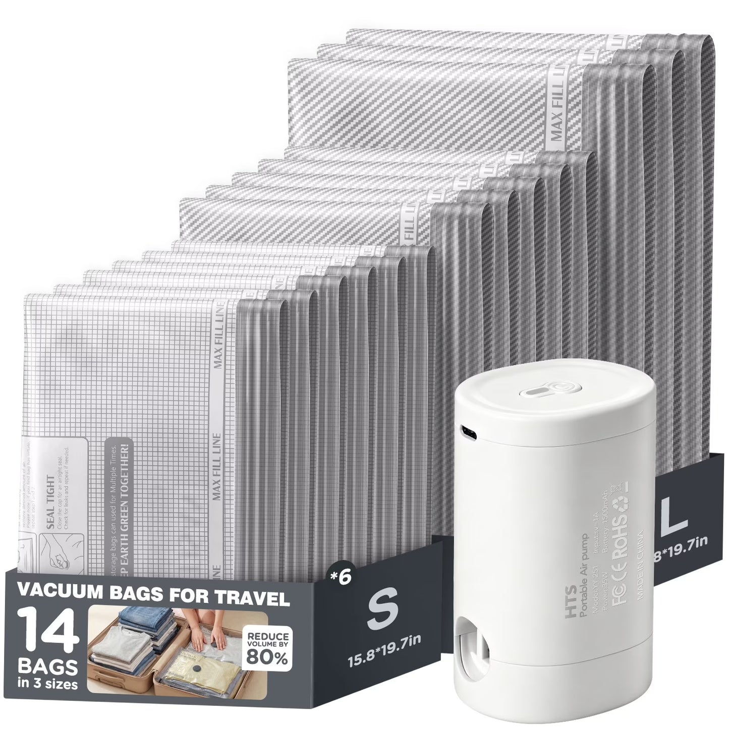 14 Combo Vacuum Storage Bags with Electric Pump
