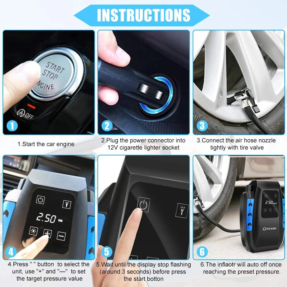 12V Digital Tire Inflator 150 PSI