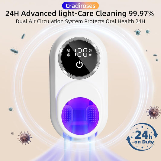 UV Toothbrush Sanitizer Holder for Bathroom, Wall Mounted Heated Drying