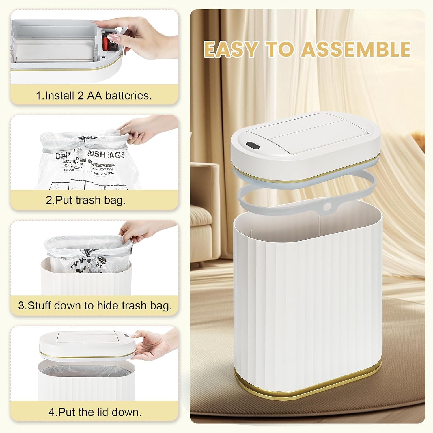 Motion Sensor Automatic Bathroom Trash Can