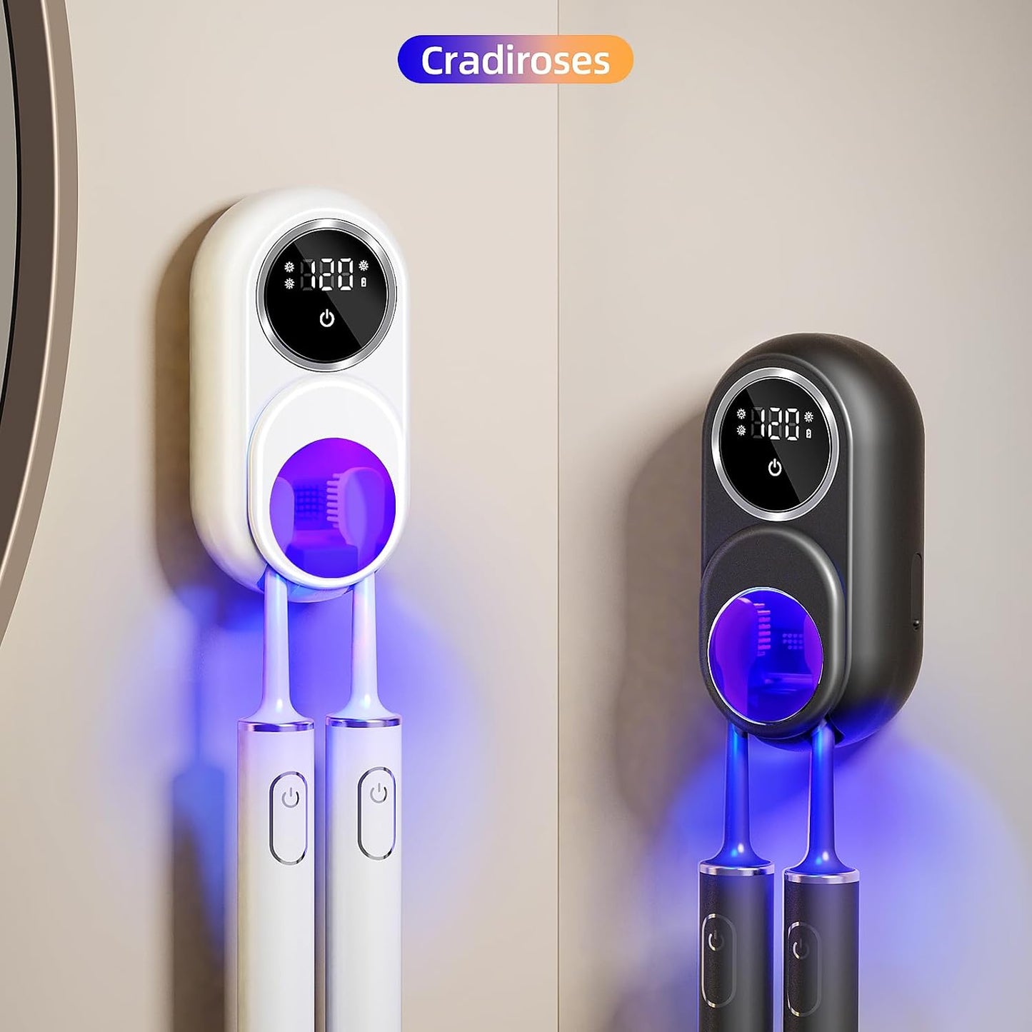 UV Toothbrush Sanitizer Holder for Bathroom, Wall Mounted Heated Drying