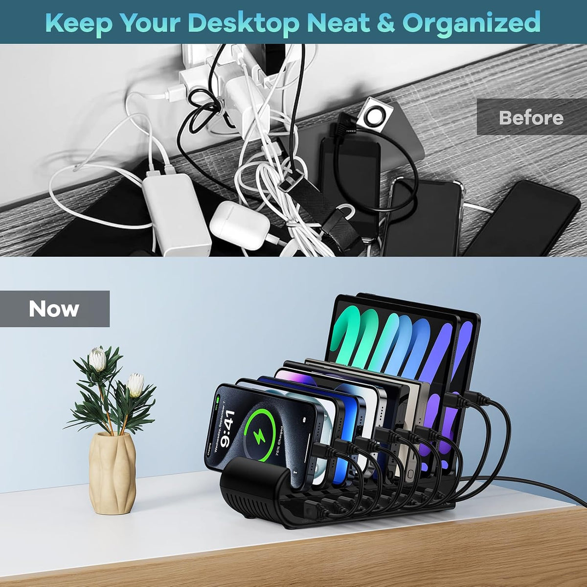 65W 8 Ports USB Multi Charger Station