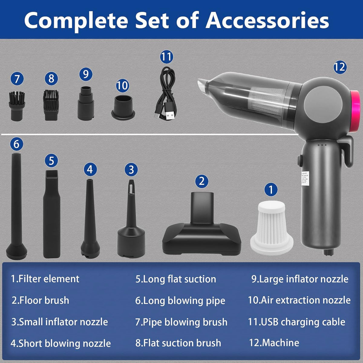 6-In-1 Portable Handheld Vacuum Cleaner