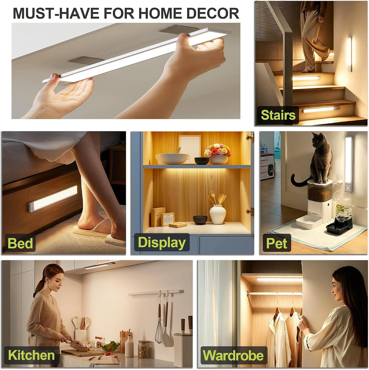 6 Pack Rechargeable Motion Sensor Cabinet Light
